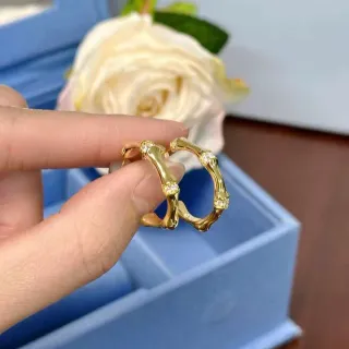 Gold Transparent Bamboo-Joint Motif Hoop Silhouette Earrings