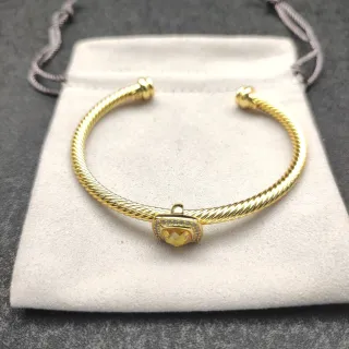 Pulsera de alambre trenzado dorado amarillo con gemas facetadas
