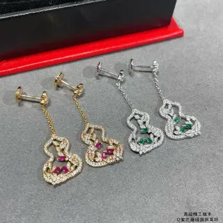 Gourd-Shaped Pavé Floral Vine Drop Earrings