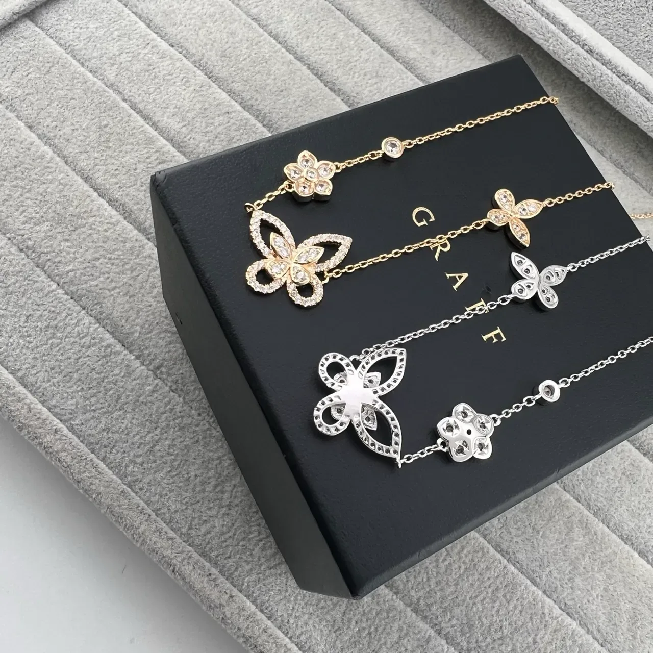 Graff Butterfly and Floral Motif Pavé Diamond Bracelets 4