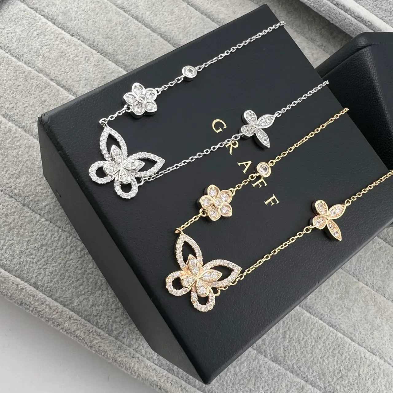 Graff Butterfly and Floral Motif Pavé Diamond Bracelets 6