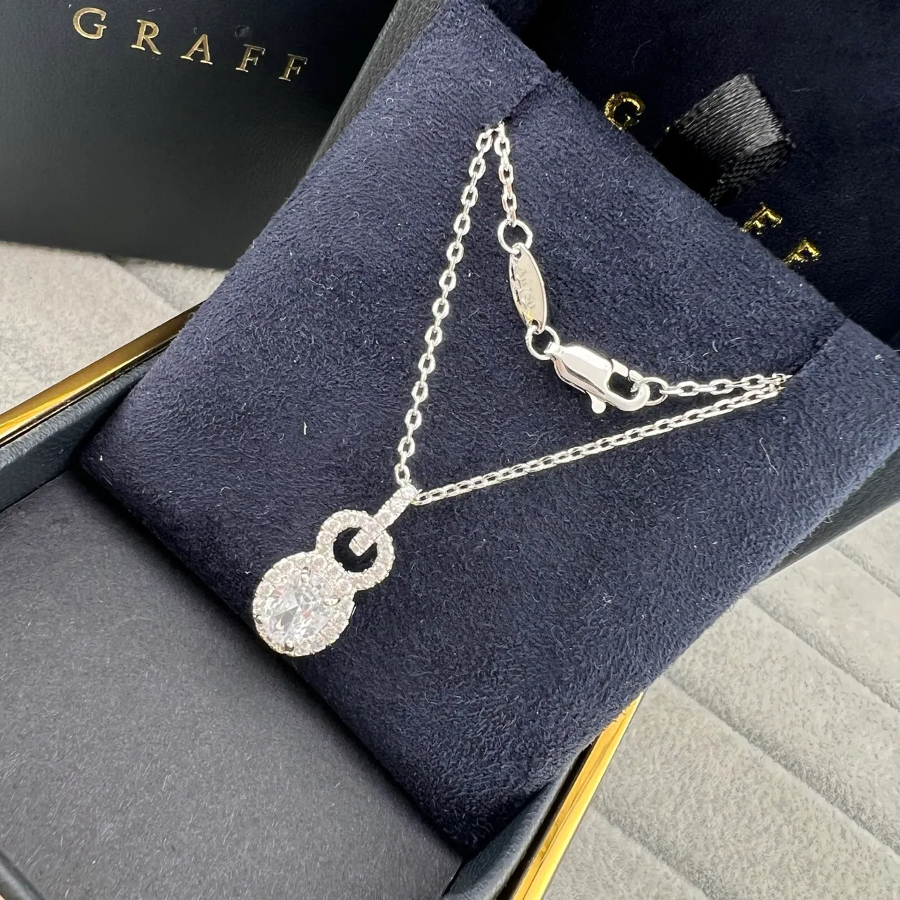 Graff Double-Loop Oval Halo Diamond Pendant Necklaces 3