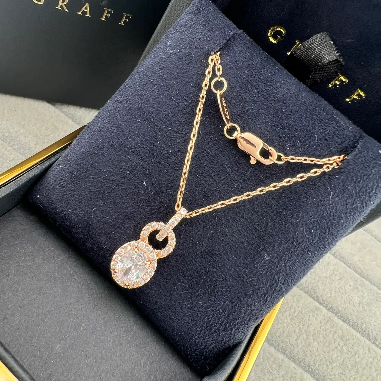 Graff Double-Loop Oval Halo Diamond Pendant Necklaces 4