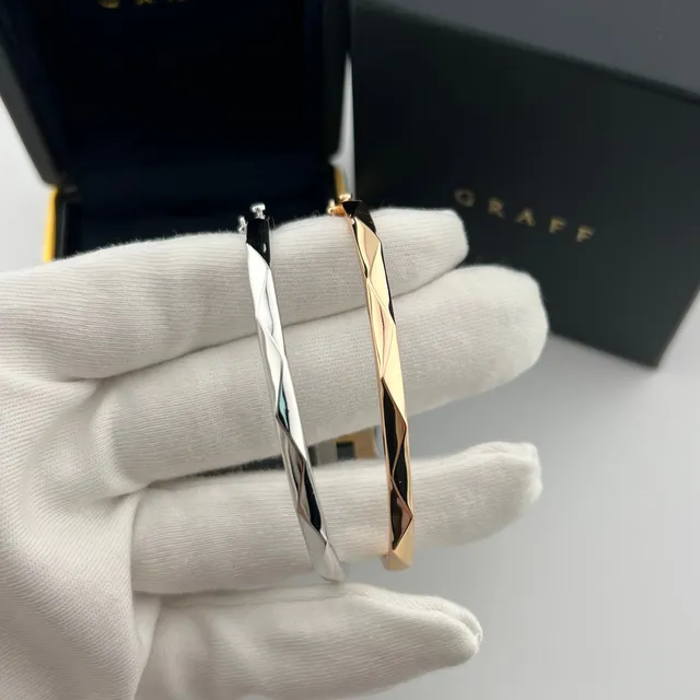 Graff Geometric Diamond Pavé Hinged Bangle Bracelets 4