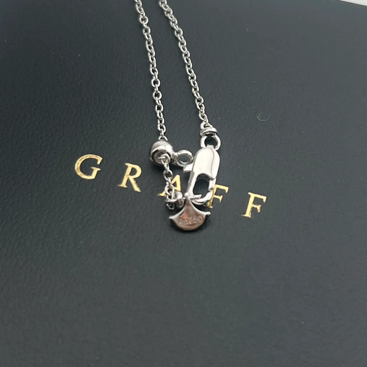 Graff Silver Black Cross-Shaped Pendant Baguette-Cut Stones Necklace 3
