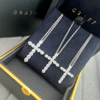 Graff Pendentif Croix Argent Or Pierres Rondes Pavé-Set