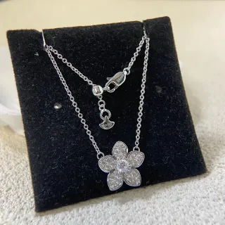 GRAFF Pingente de flor prateado transparente Pavé-Set pedras colar