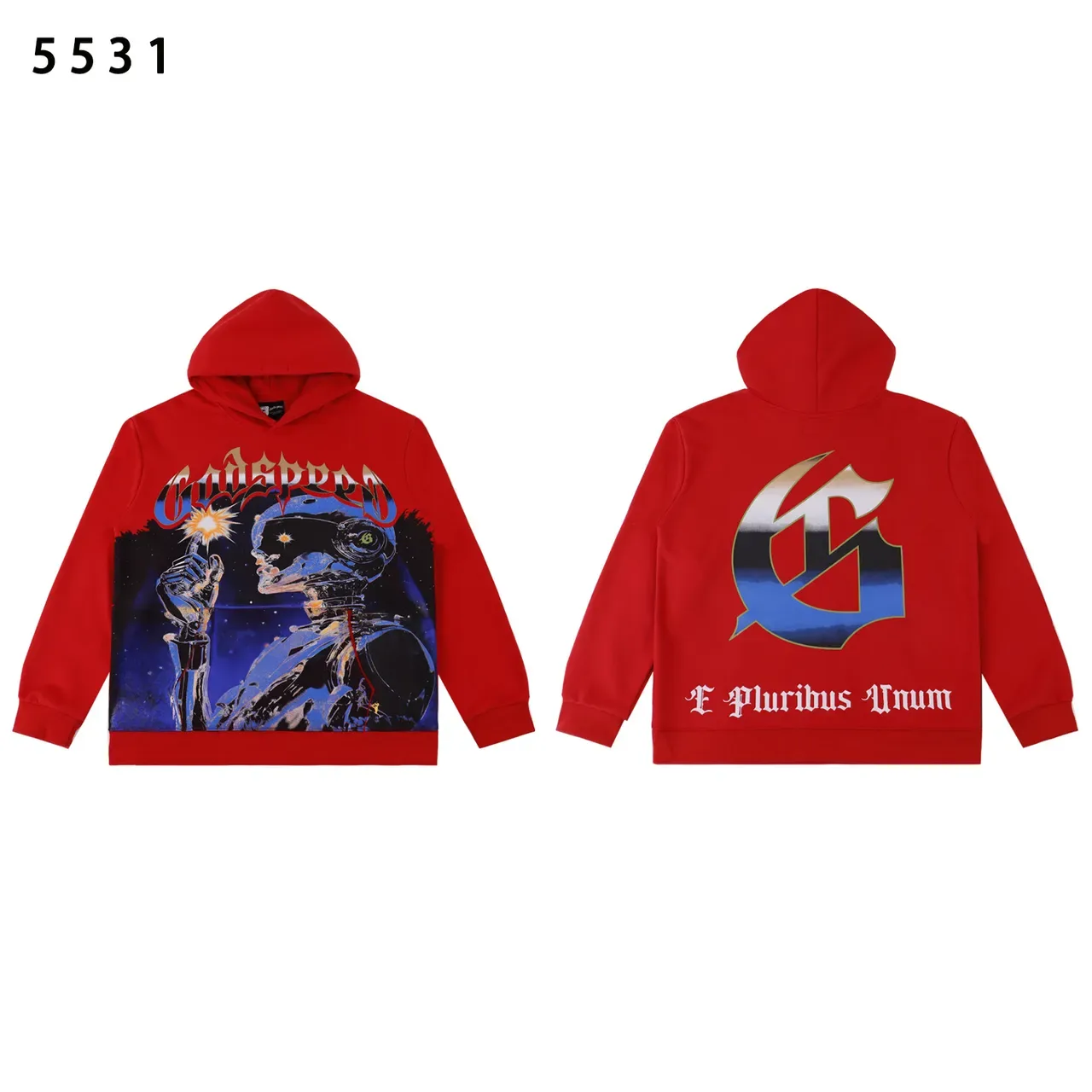 Graphic-Print Oversized Distressed Hoodie 3