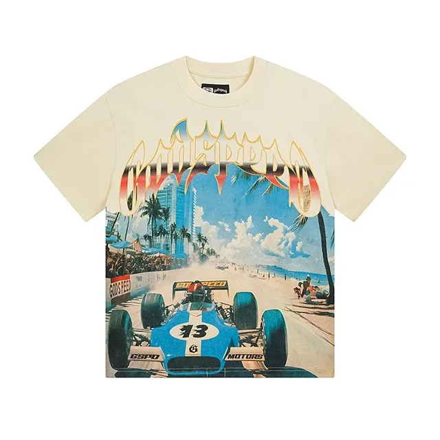 Graphic-Print Oversized Racing Illustration T-Shirt 2