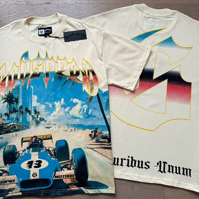 Graphic-Print Oversized Racing Illustration T-Shirt 4