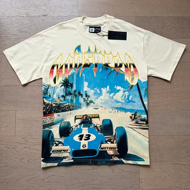 Graphic-Print Oversized Racing Illustration T-Shirt 5