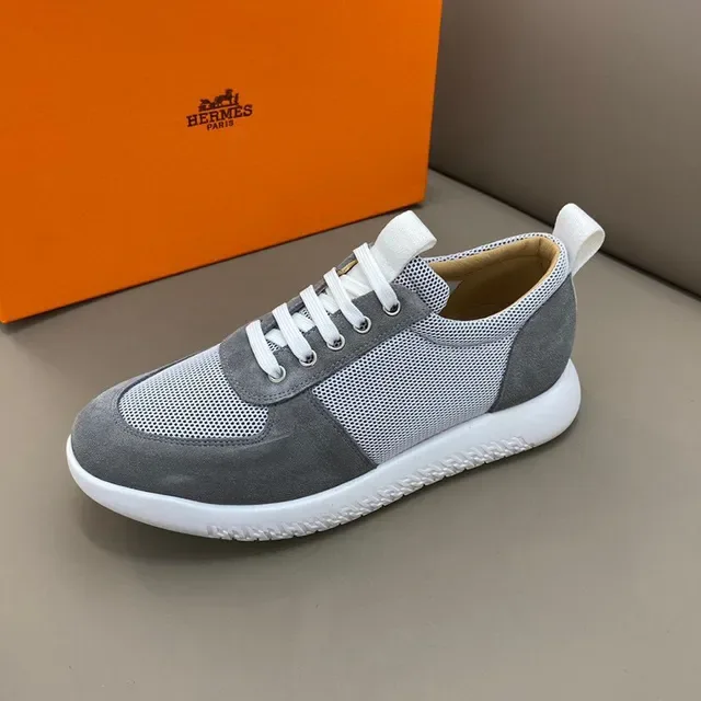 Gray and White Mesh-Suede Low-Top Lifestyle Sneaker 5