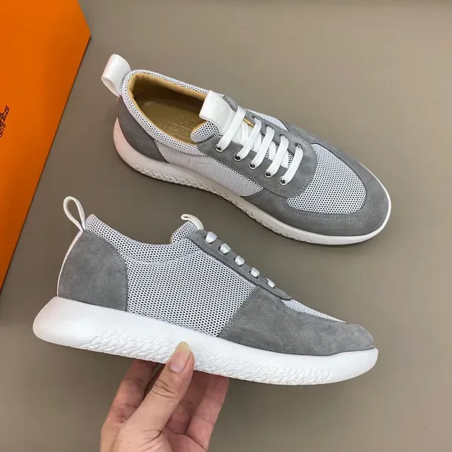 Gray and White Mesh-Suede Low-Top Lifestyle Sneaker 6