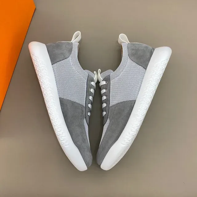 Gray and White Mesh-Suede Low-Top Lifestyle Sneaker 7