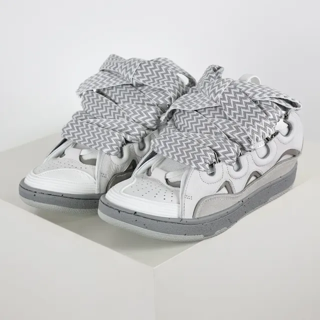 Gray and White Multi-Strap Cutout Sneakers 2
