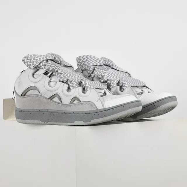 Gray and White Multi-Strap Cutout Sneakers 3