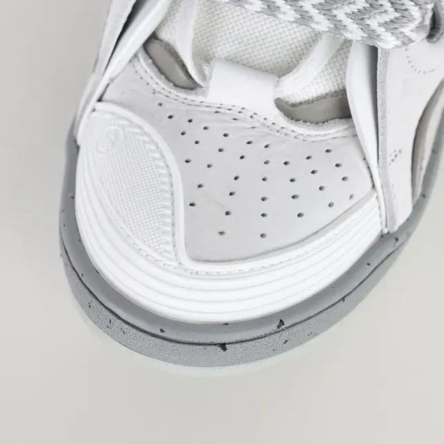 Gray and White Multi-Strap Cutout Sneakers 5