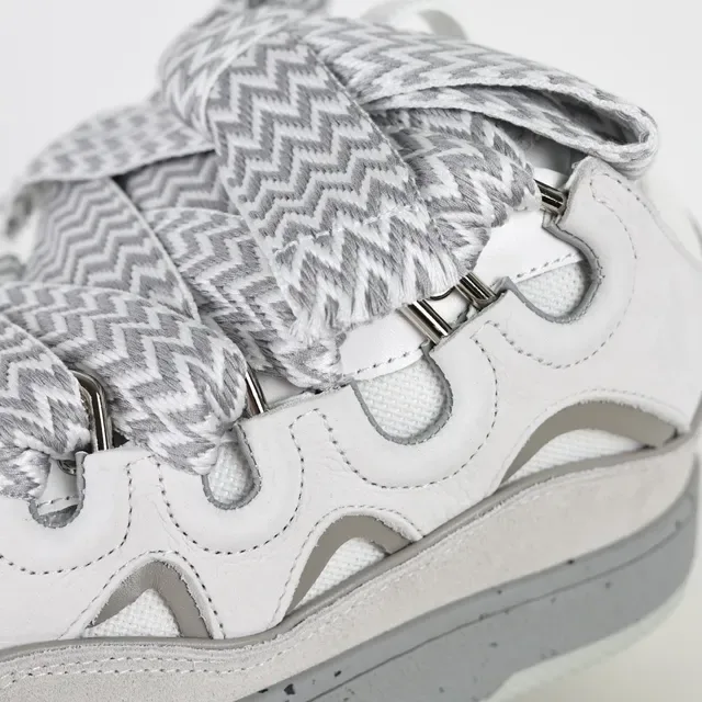 Gray and White Multi-Strap Cutout Sneakers 6