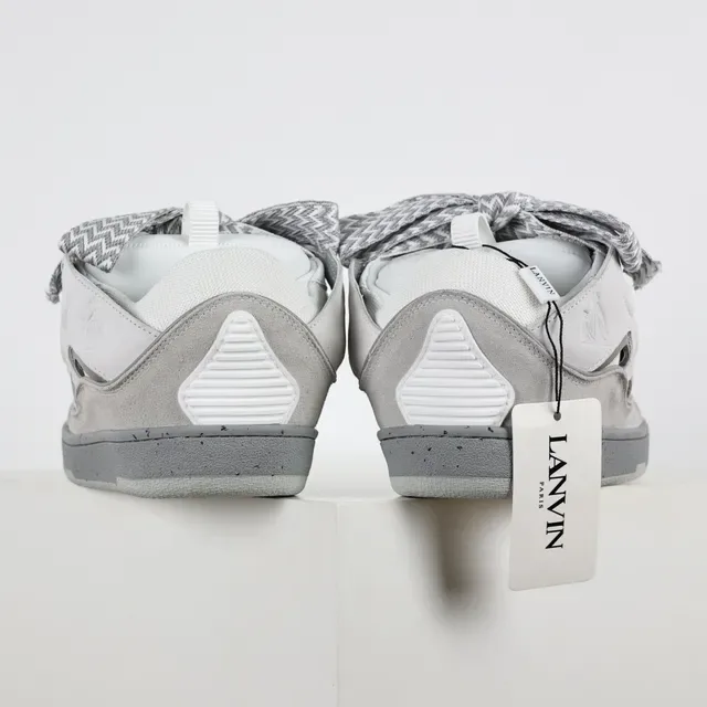 Gray and White Multi-Strap Cutout Sneakers 8
