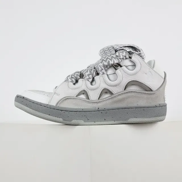 Gray and White Multi-Strap Cutout Sneakers 9