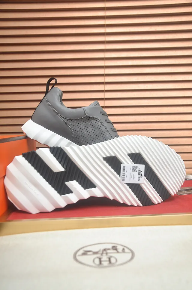 Gray Black Perforated Upper Sculpted White Ridged Midsole Sneakers 2