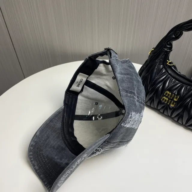 Gray Gold Distressed Denim Frayed Edge Detailing Baseball Cap 7