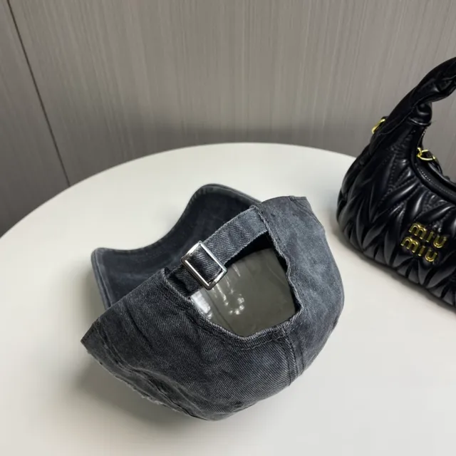 Gray Gold Distressed Denim Frayed Edge Detailing Baseball Cap 8