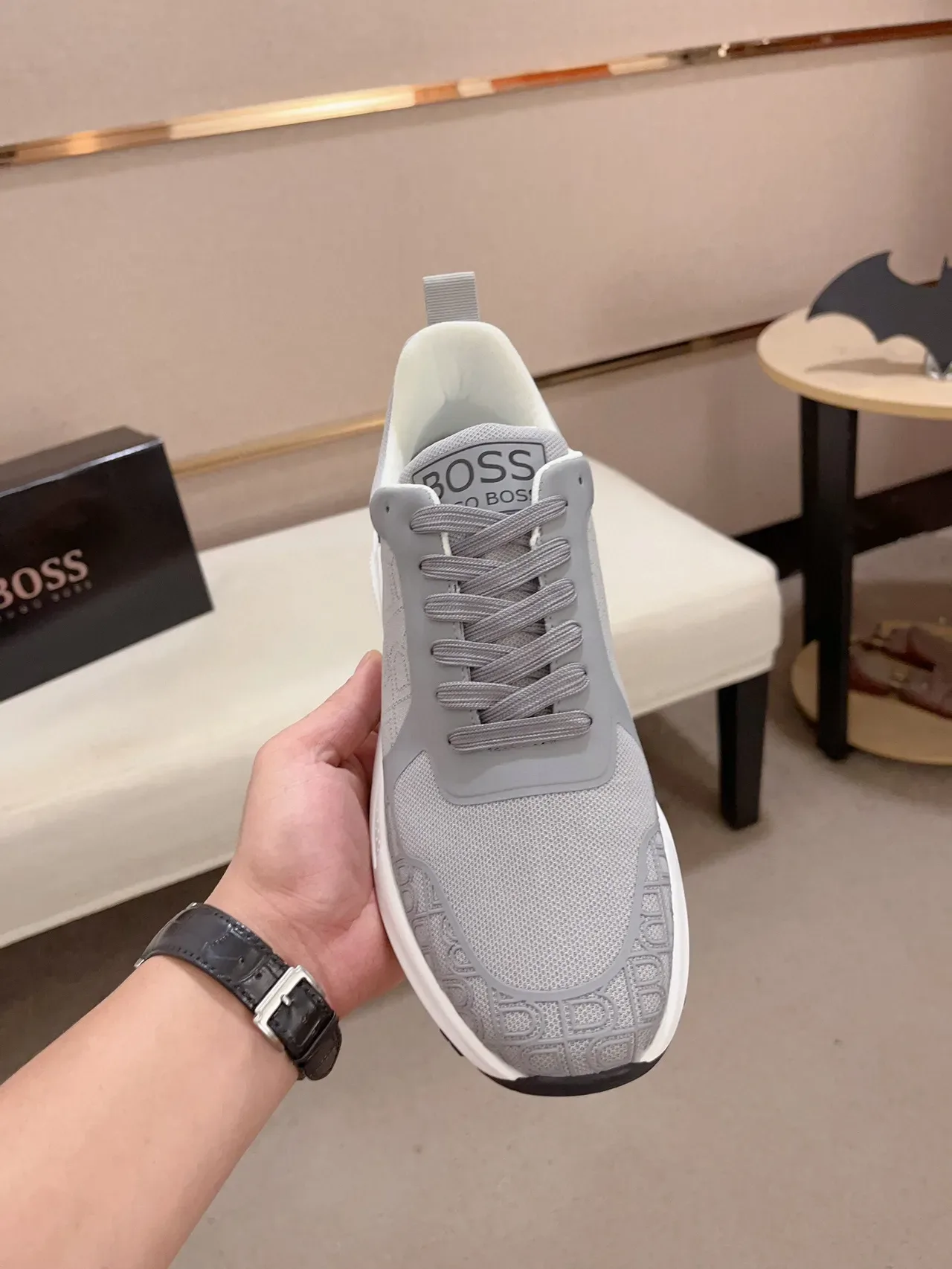 Gray Monogrammed Mesh and Synthetic Lifestyle Sneaker 2