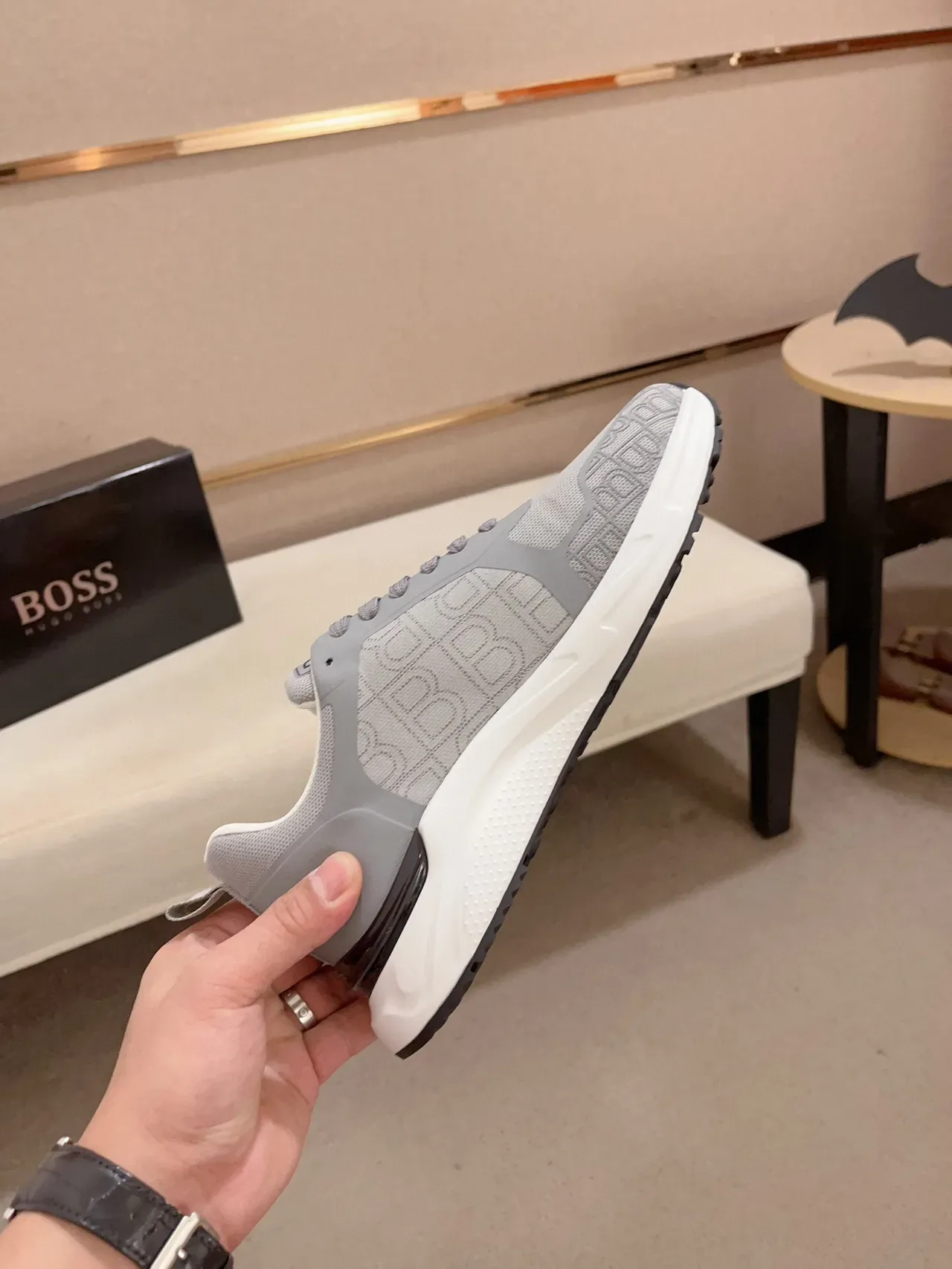 Gray Monogrammed Mesh and Synthetic Lifestyle Sneaker 5