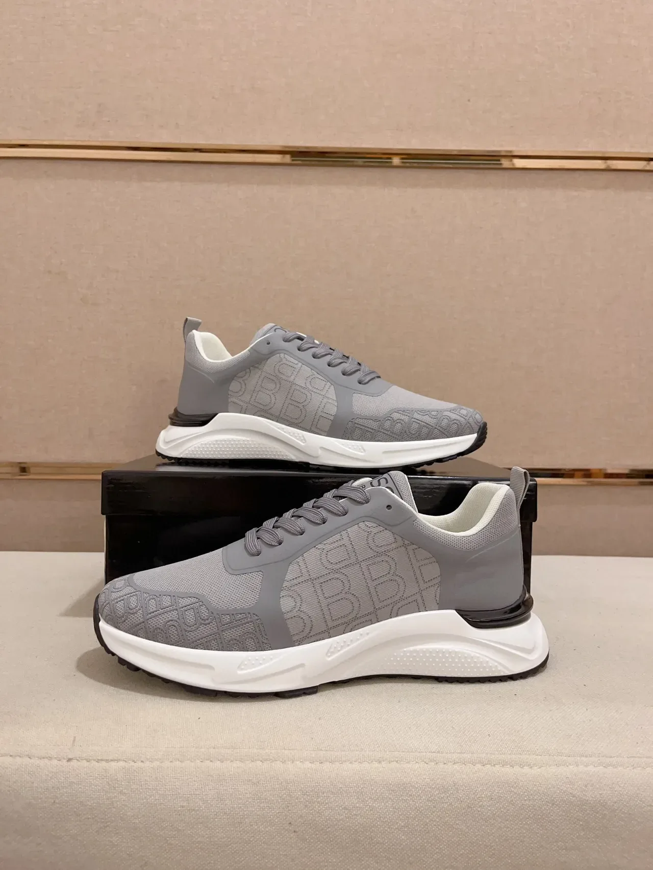 Gray Monogrammed Mesh and Synthetic Lifestyle Sneaker 7