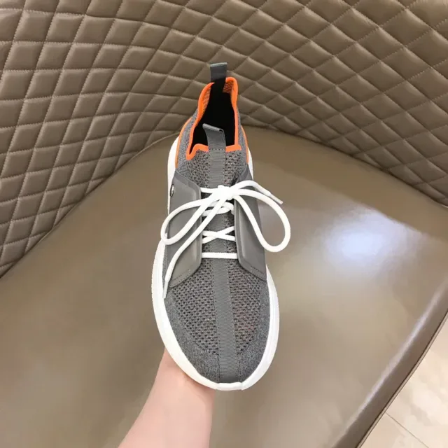Gray Orange Mesh Upper Synthetic Overlays Sneakers 3