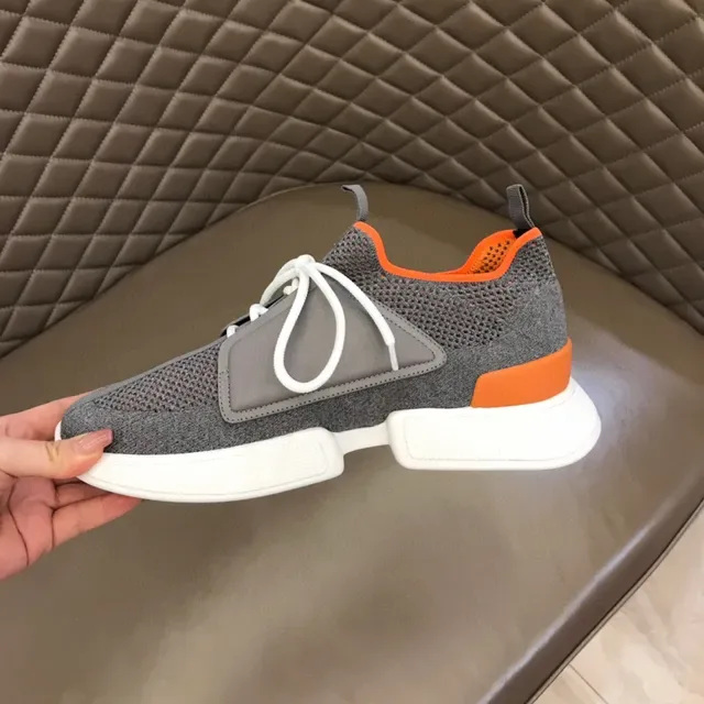 Gray Orange Mesh Upper Synthetic Overlays Sneakers 4