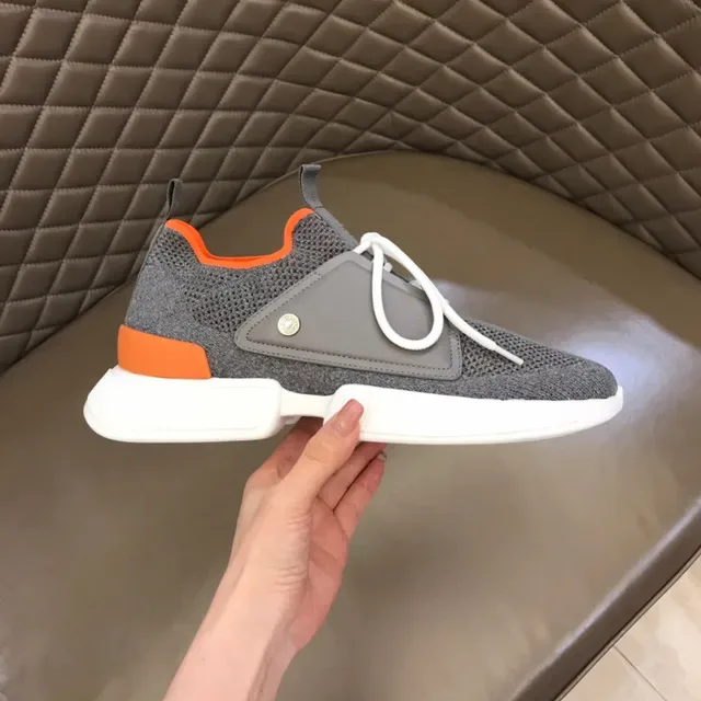 Gray Orange Mesh Upper Synthetic Overlays Sneakers 5