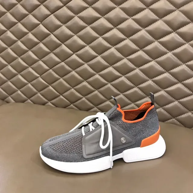 Gray Orange Mesh Upper Synthetic Overlays Sneakers 6