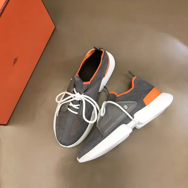 Gray Orange Mesh Upper Synthetic Overlays Sneakers 8