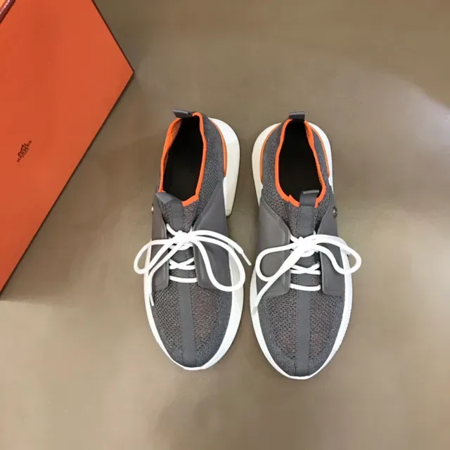 Gray Orange Mesh Upper Synthetic Overlays Sneakers 9