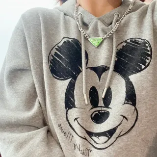 Gray Oversized Mickey Mouse Graphic Hoodie