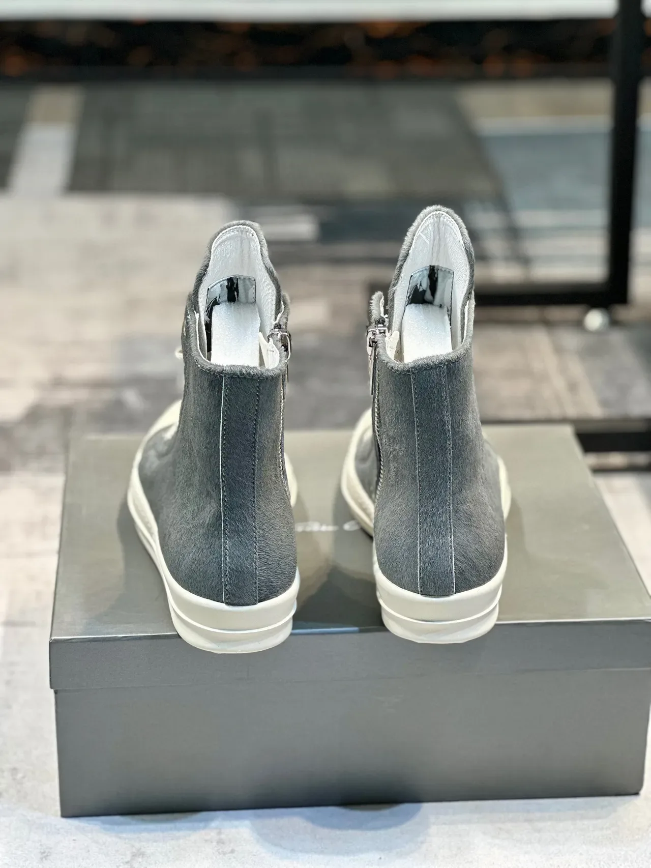 Gray Suede High-Top Platform Sneaker 2