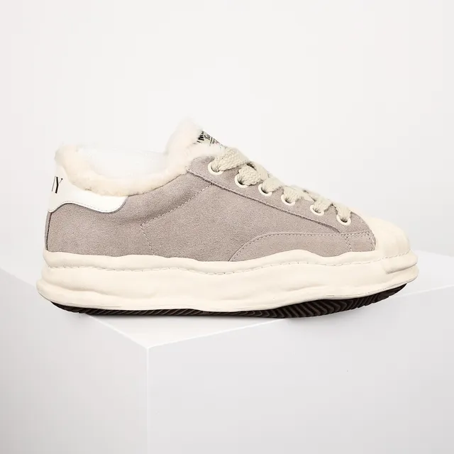 Gray Suede Shearling-Lined Chunky Midsole Lifestyle Sneaker 3