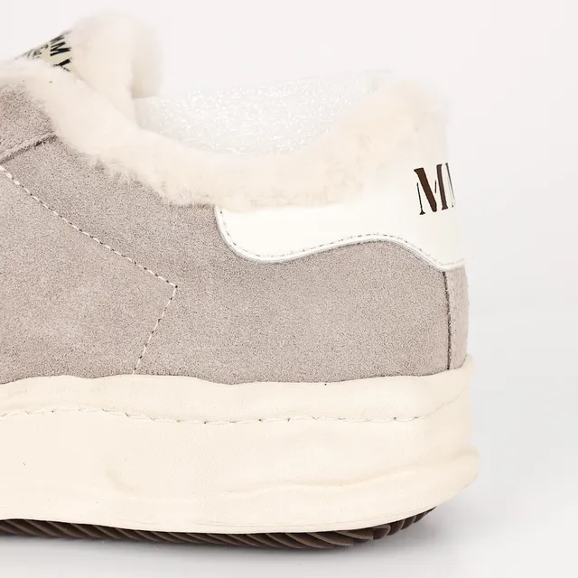 Gray Suede Shearling-Lined Chunky Midsole Lifestyle Sneaker 4