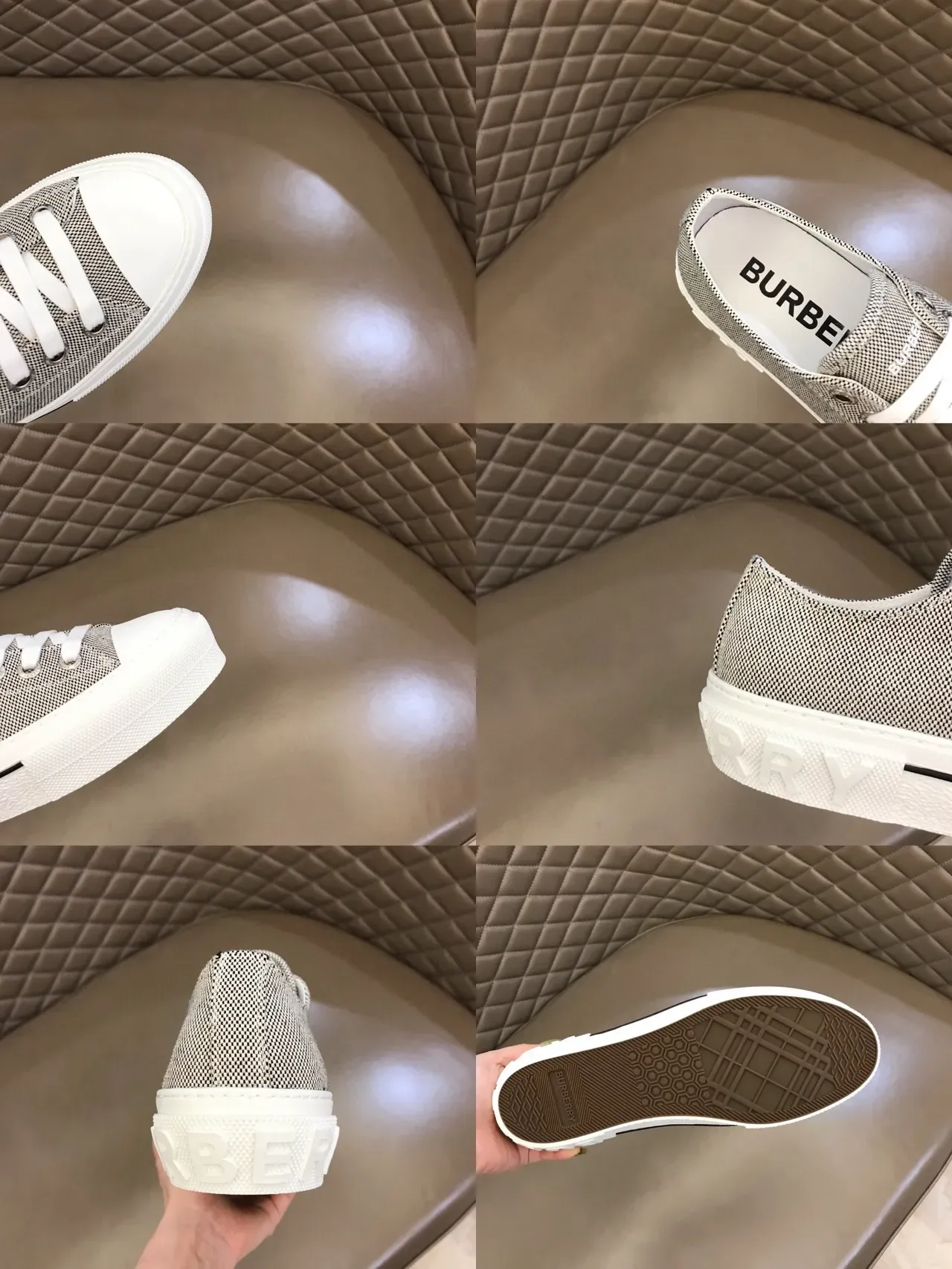 Gray White Low-Top Textured Canvas Upper Sneakers 2