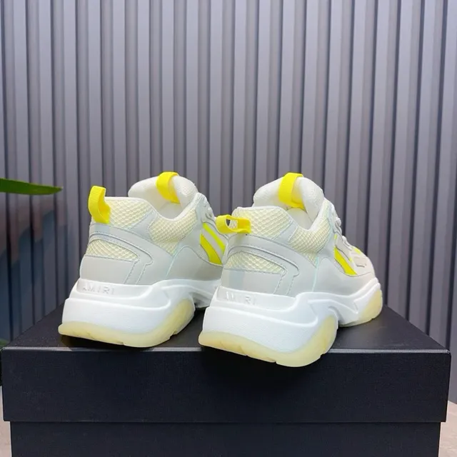 Gray Yellow Oversized Silhouette Multi-Layered Sculpted Sole Chunky Sneakers 3