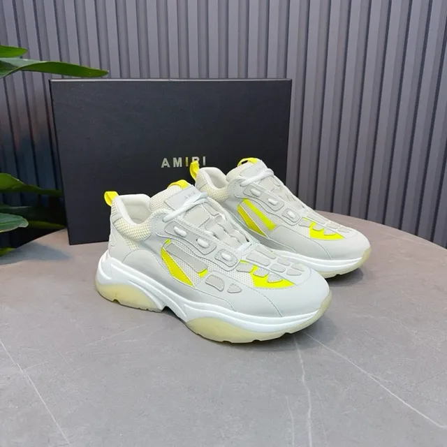 Gray Yellow Oversized Silhouette Multi-Layered Sculpted Sole Chunky Sneakers 4