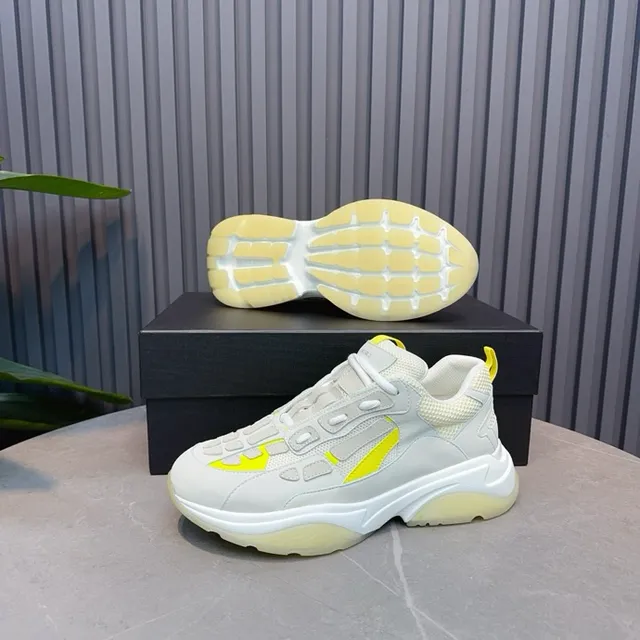 Gray Yellow Oversized Silhouette Multi-Layered Sculpted Sole Chunky Sneakers 6