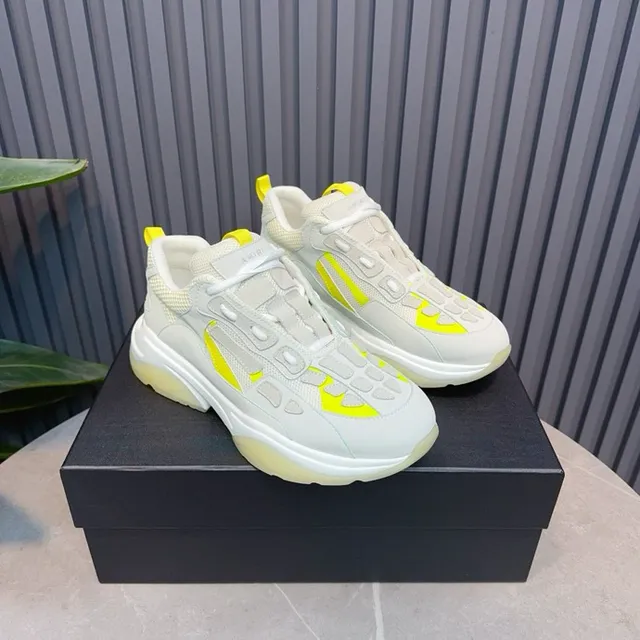 Gray Yellow Oversized Silhouette Multi-Layered Sculpted Sole Chunky Sneakers 7
