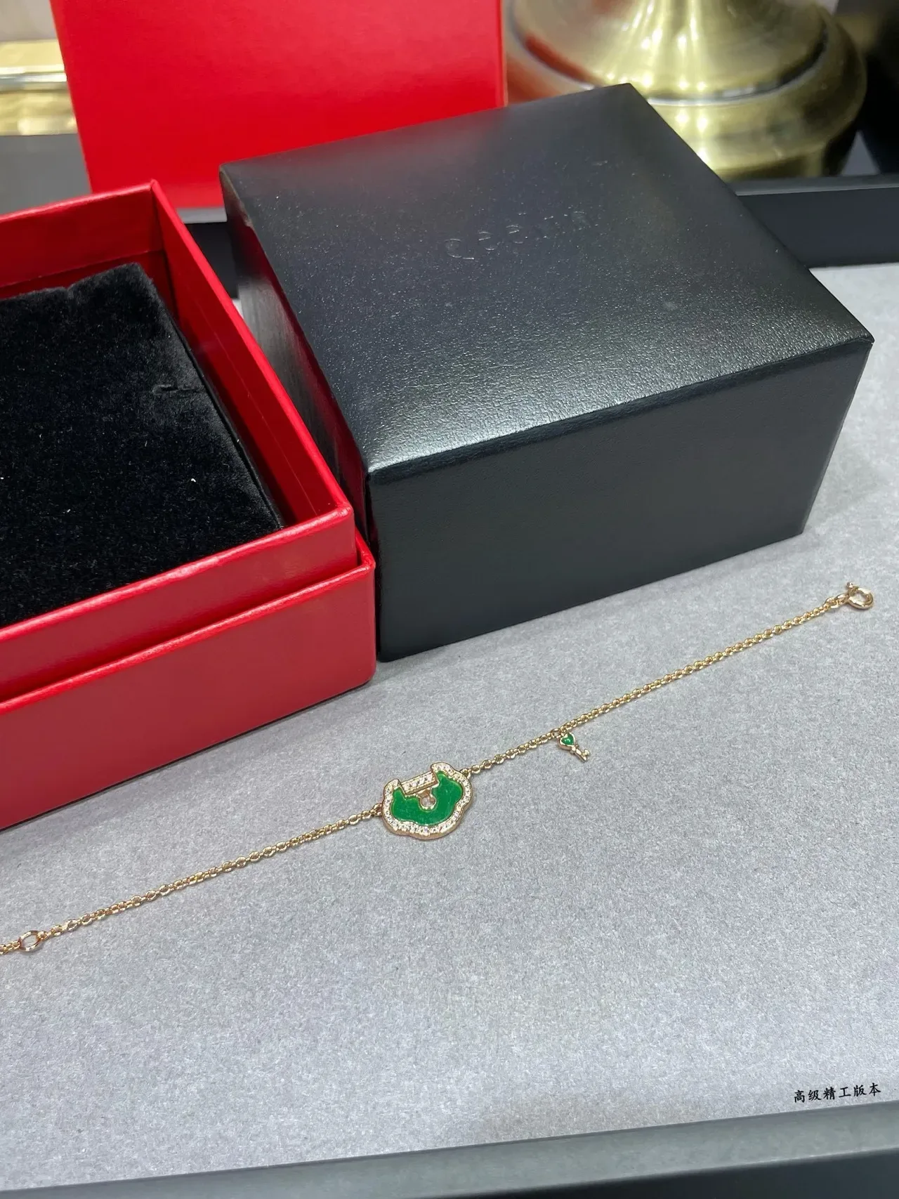 Green Enamel and Pavé Crystal Charm Bracelet 4