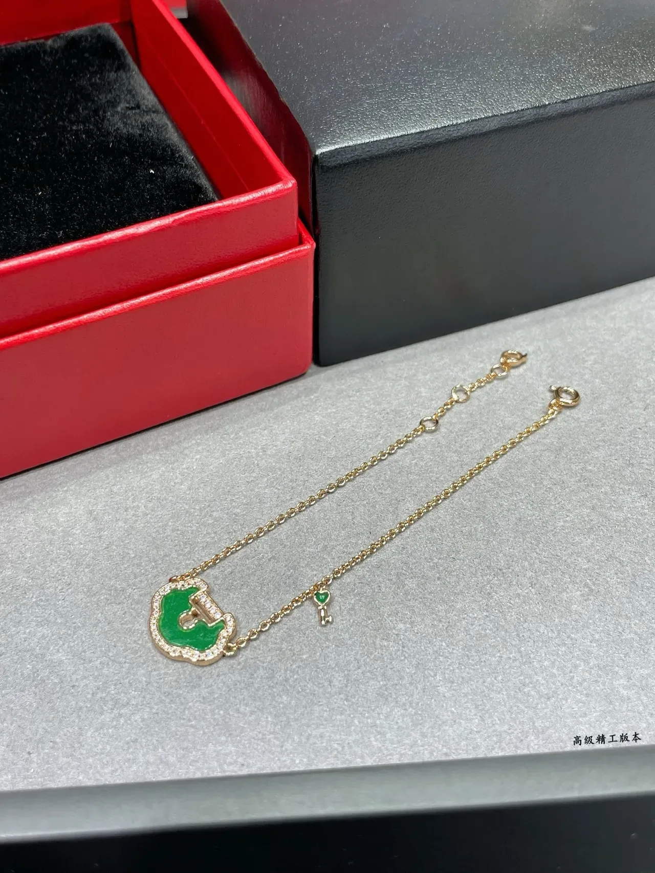 Green Enamel and Pavé Crystal Charm Bracelet 5
