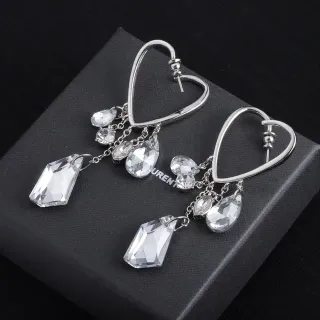 Heart Hoop Dangling Crystal Earrings