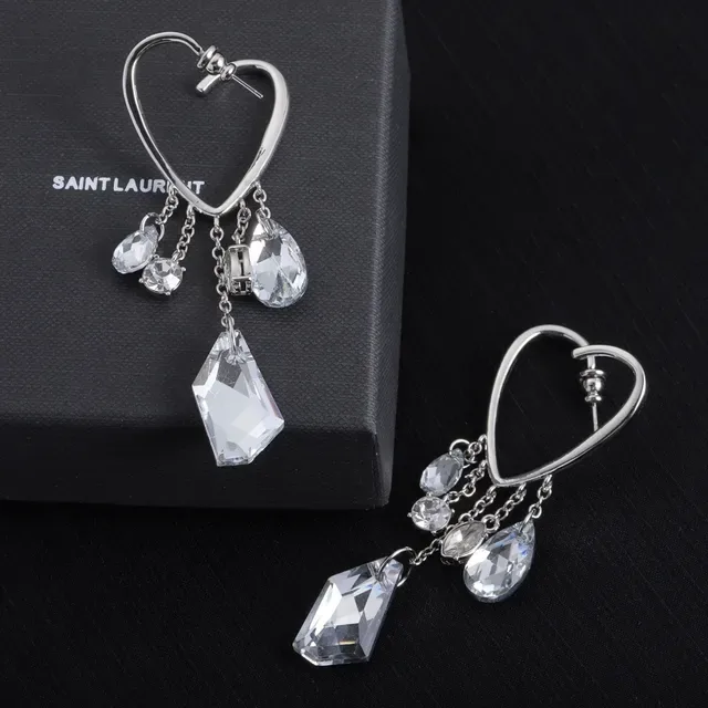Heart Hoop Dangling Crystal Earrings 2