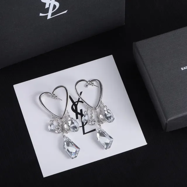 Heart Hoop Dangling Crystal Earrings 3